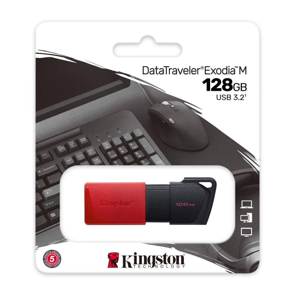 Kingston DataTraveler Exodia M | 128GB USB-A 3.2 Flash Drive | Zwart/Rood - Matmuis - Matmuis