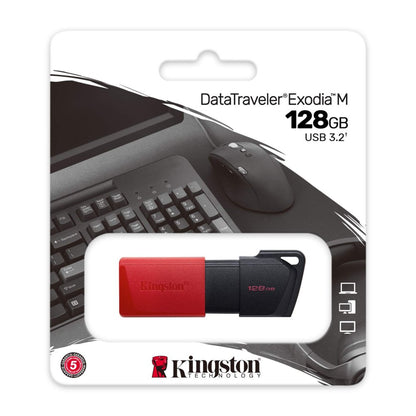 Kingston DataTraveler Exodia M | 128GB USB-A 3.2 Flash Drive | Zwart/Rood - Matmuis - Matmuis