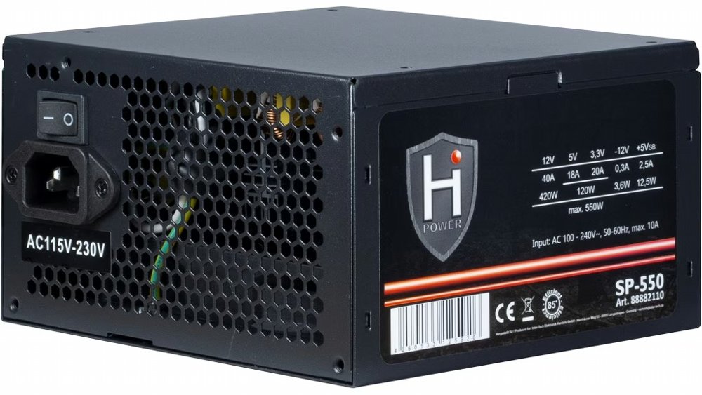 Inter-Tech HiPower SP-550 | 550 Watt ATX PSU | Niet Modulair | Power Supply | Voeding - Matmuis - Matmuis