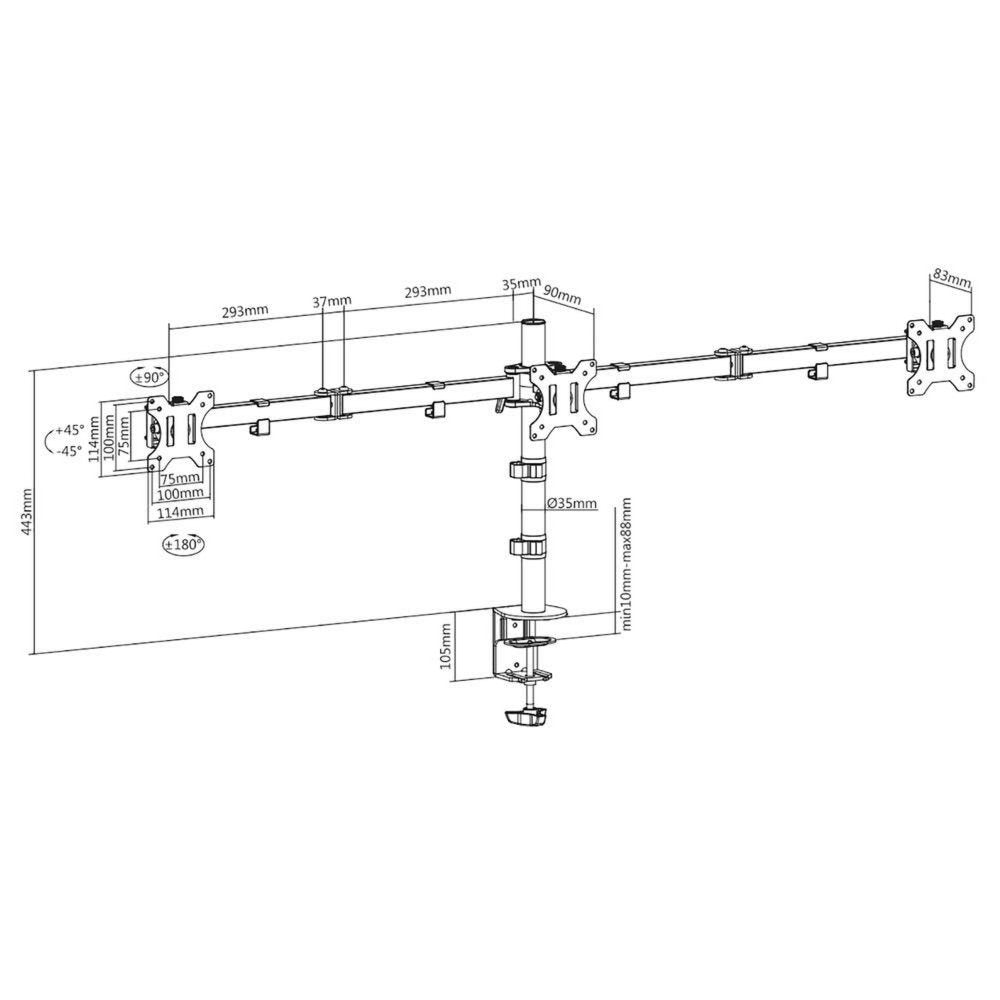 ACT AC8303 | Verstelbare Monitor-bureaubeugel | Tot 27