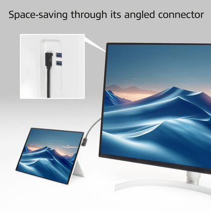 ACT AC7481 | USB 3.2 Gen 2 Kabel | USB-C (haaks links/rechts) naar USB-C (haaks boven/beneden) | 60W | 10Gbps | 1m | Zwart - Matmuis - Matmuis