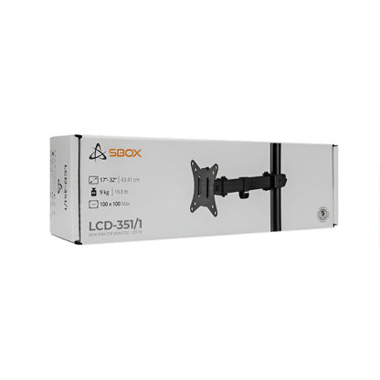 SBOX LCD-351/1-2 | Verstelbare Monitor-bureaubeugel | Tot 32" | Max 9kg | VESA 100x100 | 1 Monitor - Matmuis - Matmuis