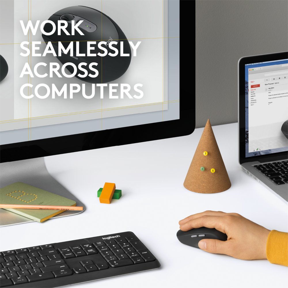 Logitech M590 Multi-Device Silent | Draadloze Muis | Rechtshandig | RF + Bluetooth | 1000 DPI | Zwart - Matmuis - Matmuis