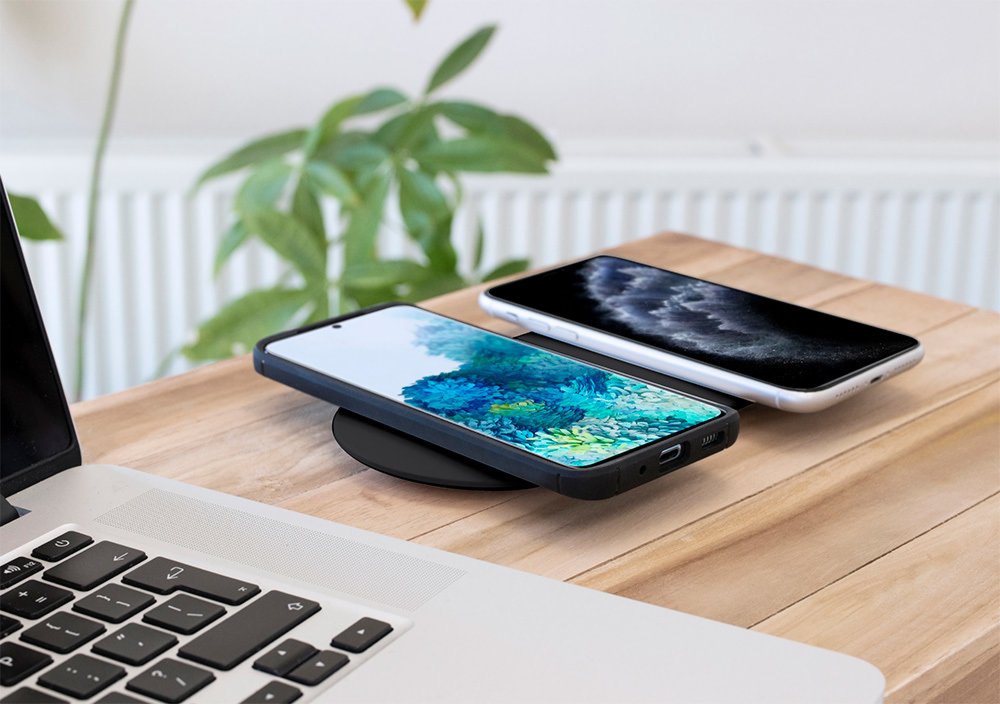Mobiparts Dual Fast Wireless Charging Pad | Draadloze Oplader 10W Qi | Zwart