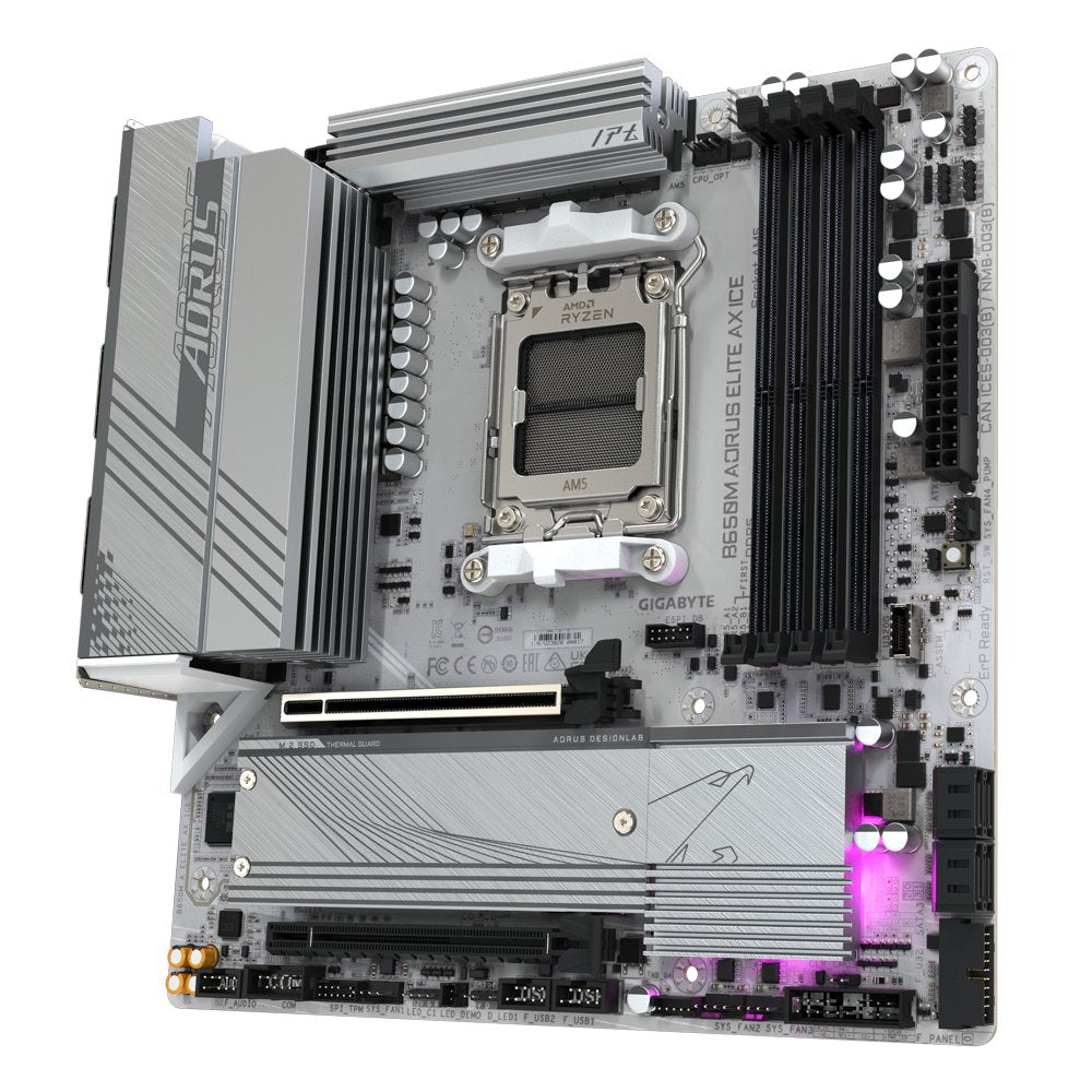 Gigabyte B650M AORUS ELITE AX ICE | Socket AM5 | AMD B650 | 4xDDR5 | Micro ATX | Moederbord - Matmuis - Matmuis