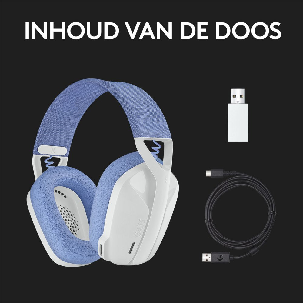 Logitech G G435 | Draadlooze Over-ear Gaming Headset | Bluetooth & USB-A Receiver | Wit/Lilac - Matmuis - Matmuis