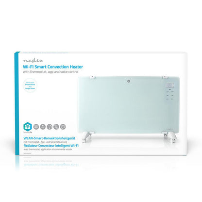 Nedis WIFIHTPL20FWT | Slimme Wi-Fi convectorkachel | 2000 W | Glazen frontpaneel | IP24 | Wit