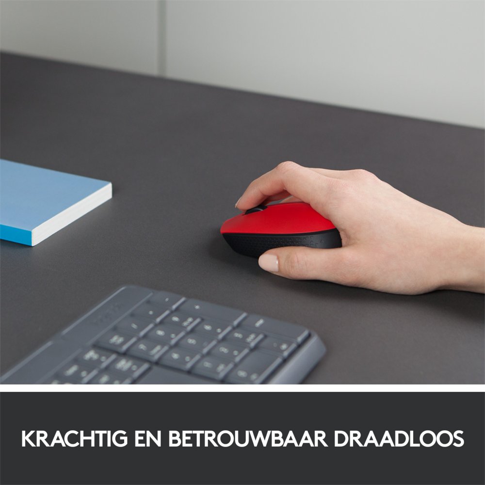 Logitech M171 | Draadloze Muis | Links- en Rechtshandig | RF | 1000 DPI | Rood/Zwart - Matmuis - Matmuis