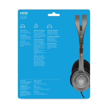 Logitech H110 | On-Ear Bedrade 3,5mm Koptelefoon met Microfoon | Zwart/Zilver - Matmuis - Matmuis