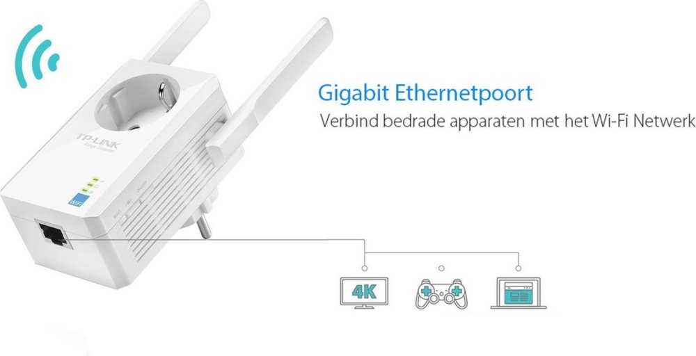 TP-Link TL-WA860RE | Wi-Fi 4 Range Extender | Single-band 2,4 GHz | 300 Mbps | 10/100 Mbps Ethernet | Wit - Matmuis