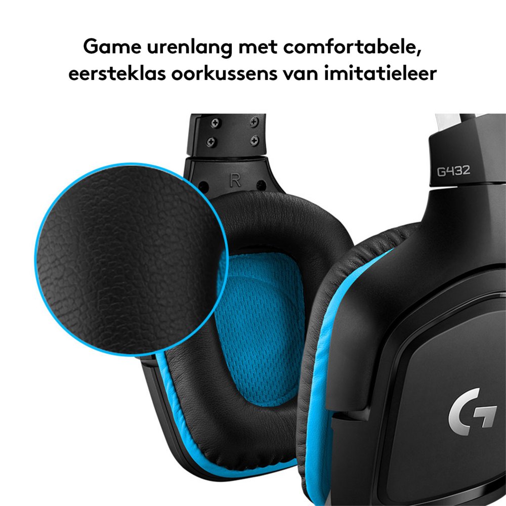 Logitech G432 | Bedrade Over-ear Gaming Headset 3.5mm Connector | 7.1 Surround | Zwart/Blauw - Matmuis - Matmuis