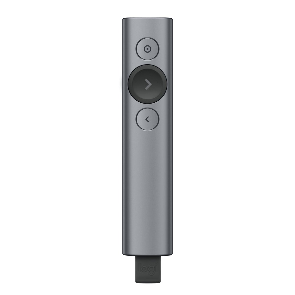 Logitech Spotlight Presenter | Draadloos | Bluetooth & USB 2.4 GHz | Bereik tot 30 meter | Grijs - Matmuis - Matmuis