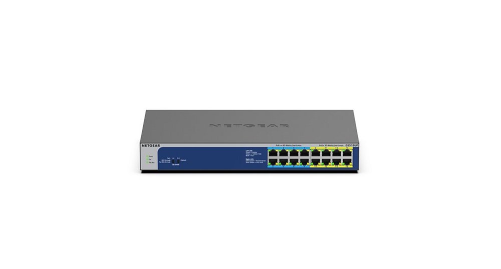 NETGEAR GS516UP | Unmanaged Switch | 16 Poorten | Gigabit Ethernet (10/100/1000 Mbps) | PoE | Grijs - Matmuis