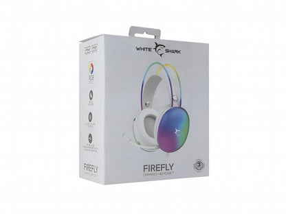 White Shark Firefly RGB | On-Ear Gaming Headset | 3,5mm Connector & USB-A | Wit - Matmuis - Matmuis