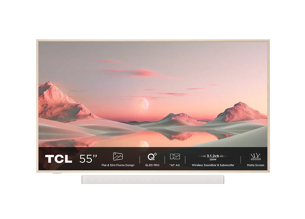 TCL NXTFRAME 55A300PRO | 55" 4K Ultra HD QLED Smart TV | Google TV | Wifi Soundbar & Subwoofer | Dolby Vision IQ | 120Hz Refurbished - Matmuis