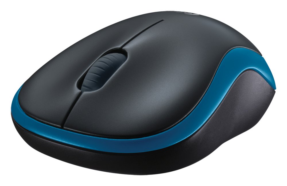 Logitech M185 | Draadloze Muis | Links- en Rechtshandig | RF | 1000 DPI | Zwart/Blauw - Matmuis - Matmuis