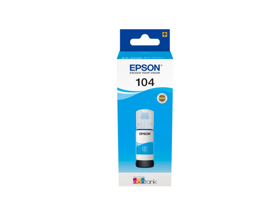 Epson 104 EcoTank Inktfles | Kleur: Cyaan | Compatibel met Epson EcoTank-printers - Matmuis - Matmuis