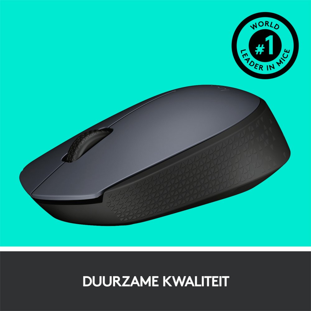 Logitech M170 | Draadloze Muis | Links- en Rechtshandig | RF | 1000 DPI | Grijs - Matmuis - Matmuis