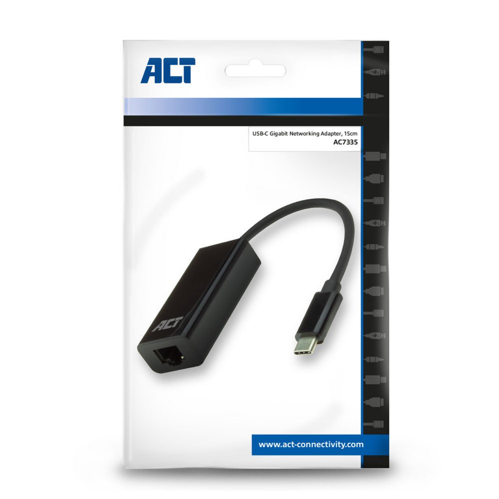 ACT AC7335 | USB-C naar Gigabit Ethernet Adapter | 10/100/1000 Mbps | Plug & Play - Matmuis - Matmuis