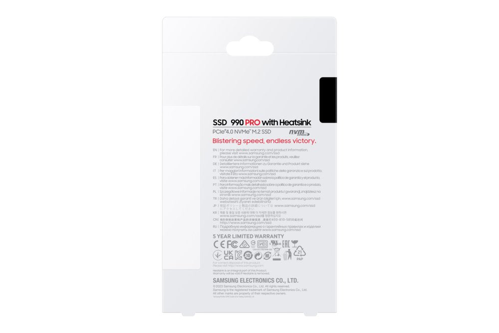 Samsung 990 PRO | 2TB NVMe SSD | M.2 Gen4 | 7.450 MB/s Lezen | 6.900 MB/s Schrijven | Heatsink