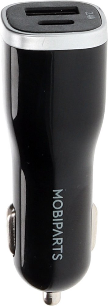 Mobiparts Car Charger | Dual USB-A & USB-C Autolader 12W | Zwart
