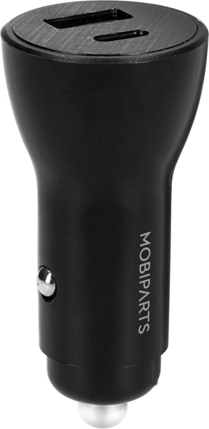 Mobiparts Car Charger | 2-Poorts USB-C & USB-A Autolader 30W PD Fast Charging | Zwart