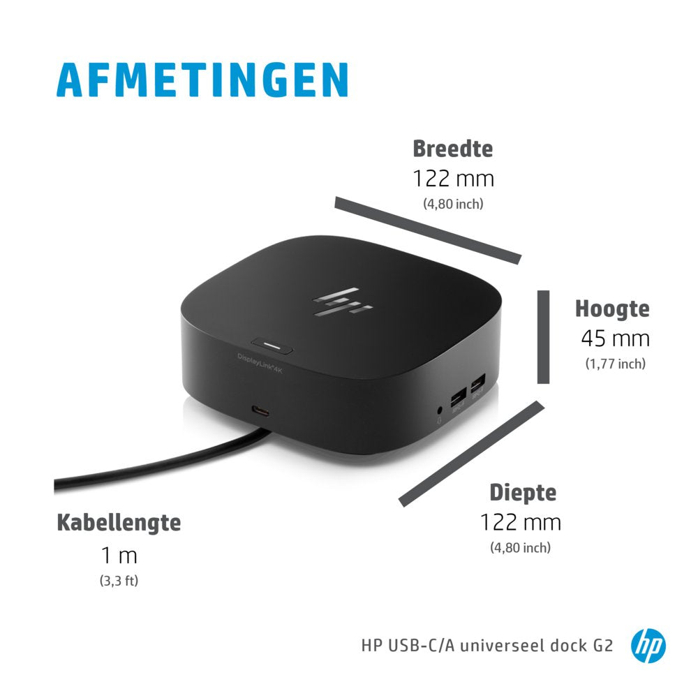 HP 26D32AA G5 | USB-C Docking Station | Dual 4K Display | 100W Power Delivery | Zwart - Matmuis - Matmuis