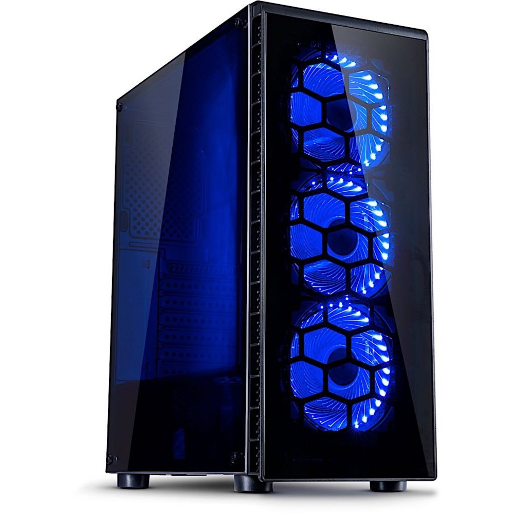 Inter-Tech CXC2 Blue Light | Midi Tower Case | Zwart - Matmuis