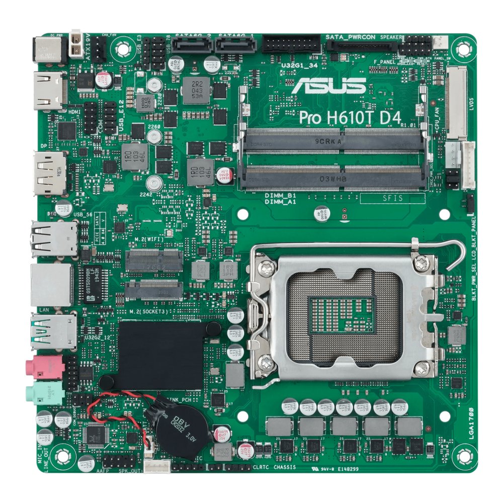 ASUS Pro H610T D4-CSM | Socket LGA 1700 | Intel H610 | 2xDDR4 | Mini-ITX | Moederbord - Matmuis - Matmuis