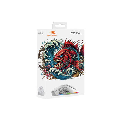 Baracuda CORAL RGB | Bedrade Gaming Muis | USB-A | 12800 DPI | Wit - Matmuis - Matmuis