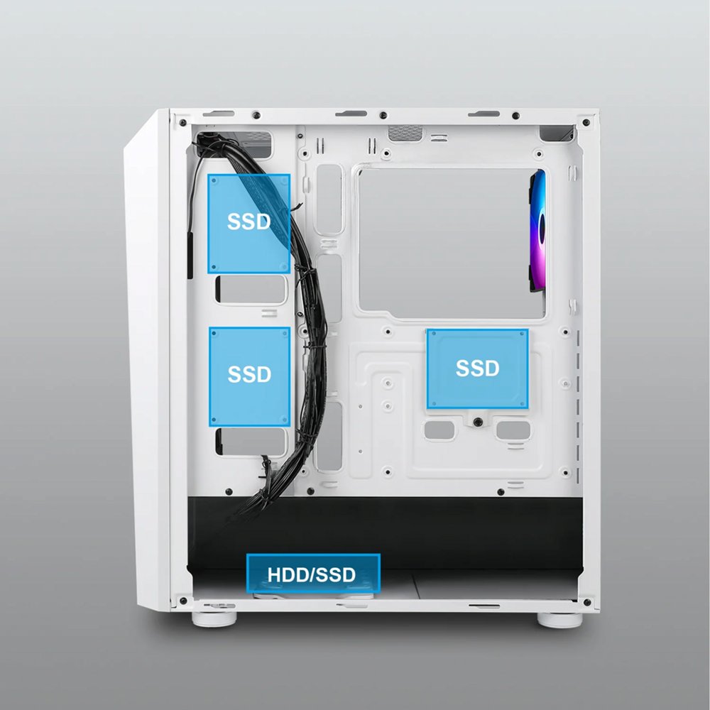 Case Azza Sentinel | Midi Tower | RGB | Wit - Matmuis