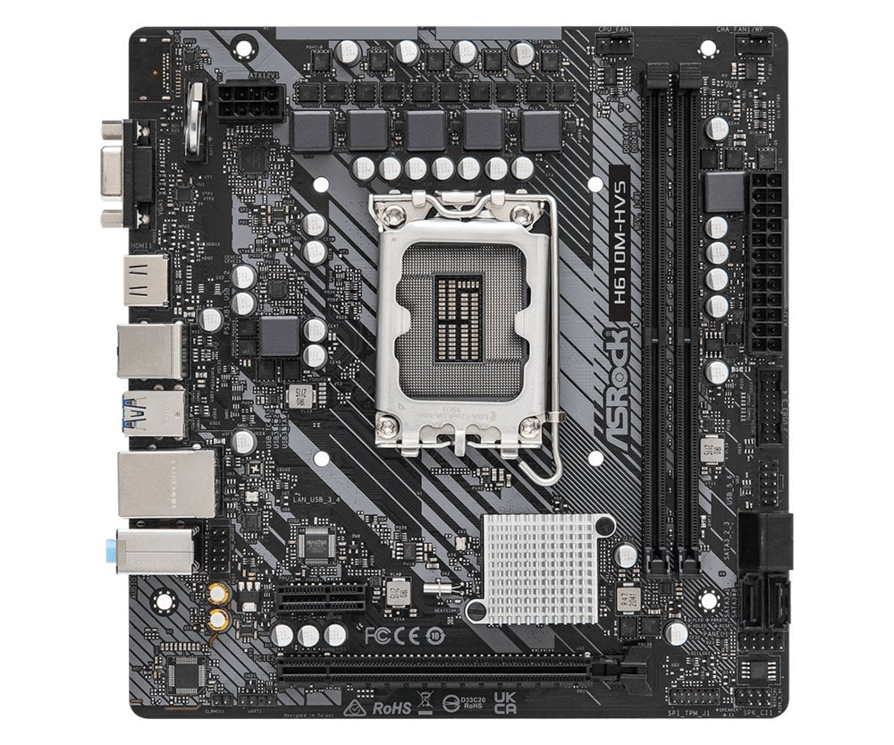 Asrock H610M-HVS Intel H610 | Socket LGA 1700 | Intel H610 | 2xDDR4 | Micro-ATX | Moederbord - Matmuis - Matmuis