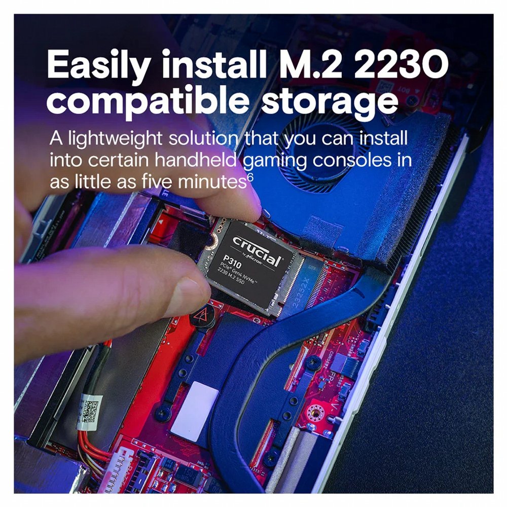 Crucial P310 | 1TB NVMe SSD | M.2 30mm | Gen4 | 7.100MB/s Lezen | 6.000MB/s Schrijven - Matmuis - Matmuis