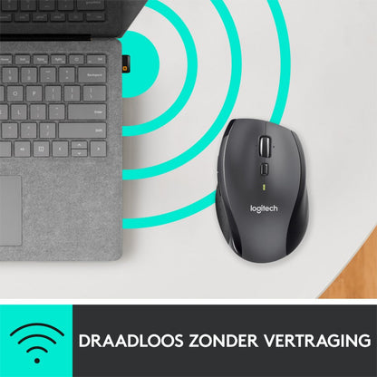 Logitech Marathon M705 | Draadloze Muis | Rechtshandig | RF | 1000 DPI | Zwart - Matmuis - Matmuis