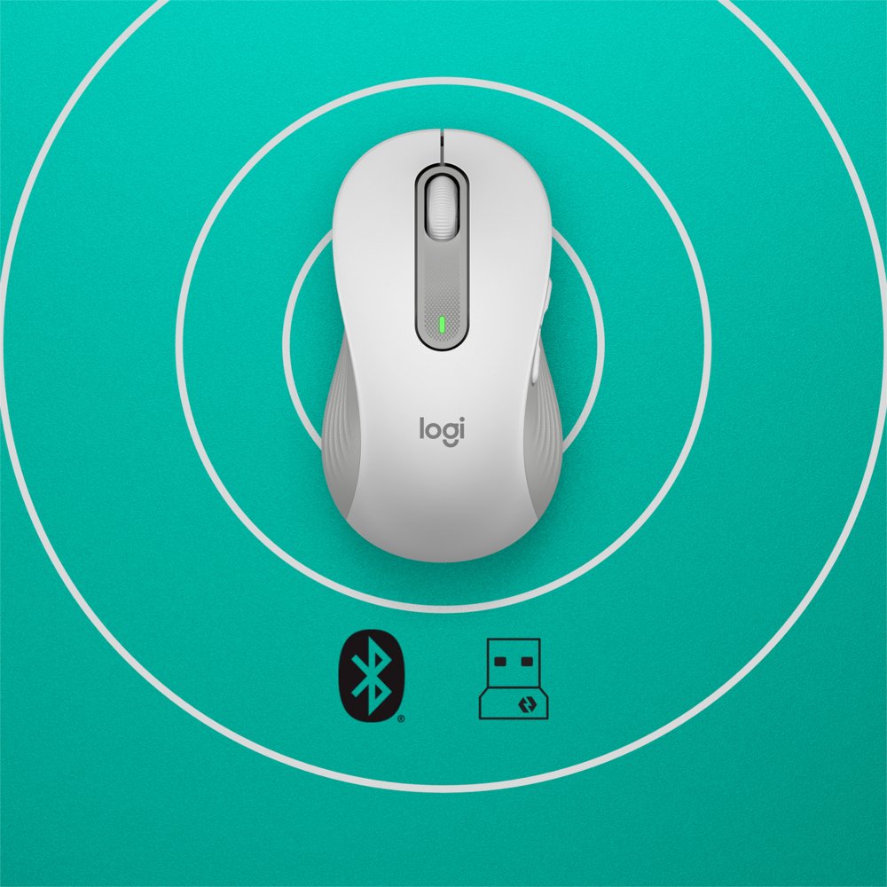 Logitech Signature M650 | Draadloze Muis | Linkshandig | RF + Bluetooth | 2000 DPI | Wit - Matmuis - Matmuis
