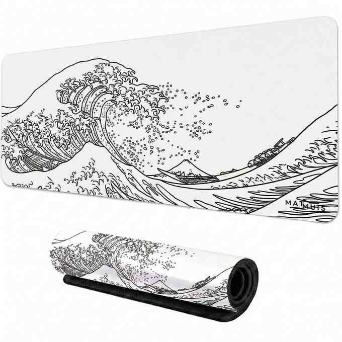 XXL Muismat | Wave Trace White - Matmuis