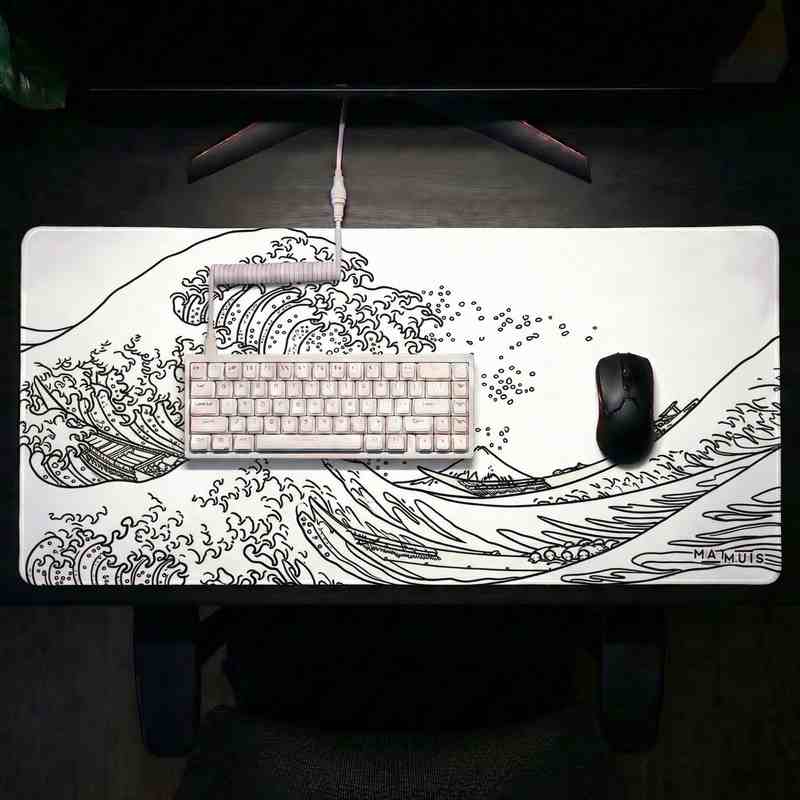 XXL Muismat | Wave Trace White - Matmuis