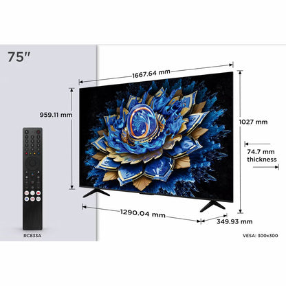 TCL 75T69C | 75" 4K UHD QLED TV | Dolby Vision & HDR10+ | Google TV