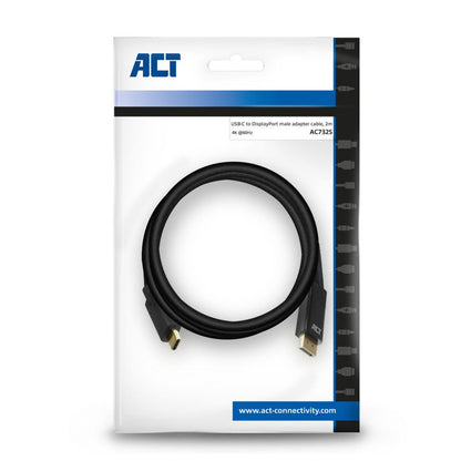 ACT AC7325 | USB-C naar DisplayPort Kabel | 2 m | Zwart - Matmuis - Matmuis