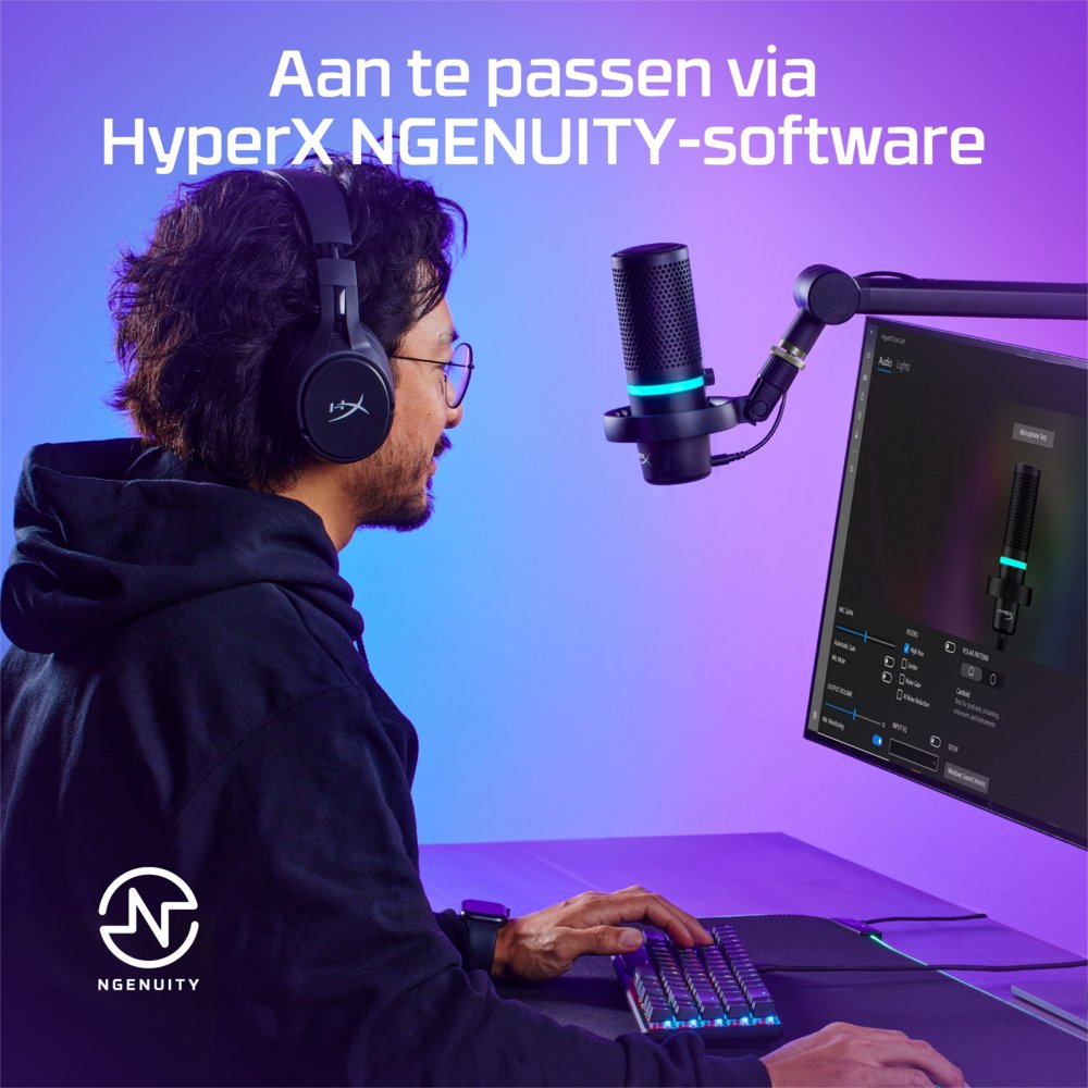 HyperX DuoCast | USB-microfoon | RGB-verlichting | Voor pc en console | Zwart - Matmuis - Matmuis