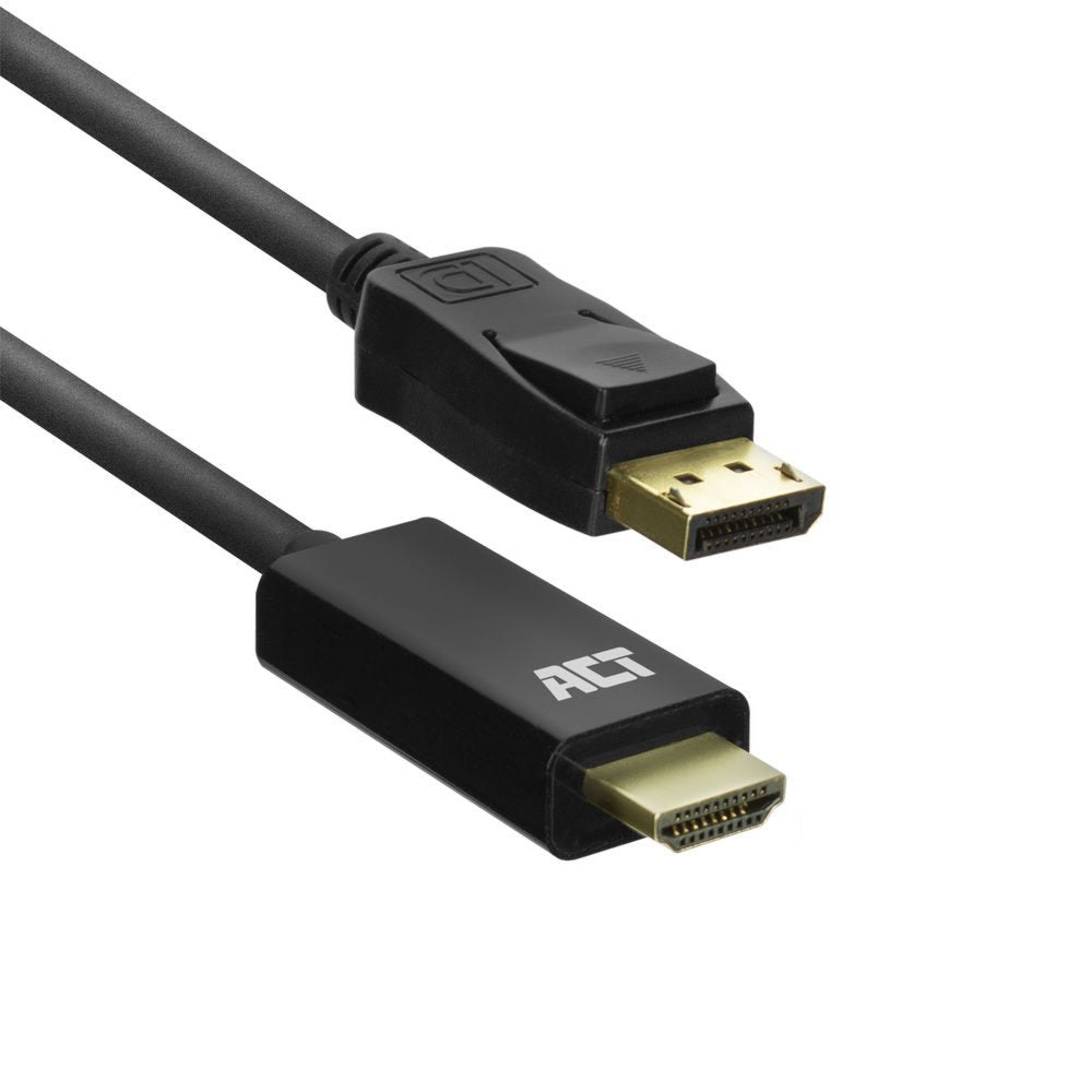 ACT AC7550 | DisplayPort naar HDMI Kabel | 1,8 m | Zwart - Matmuis - Matmuis