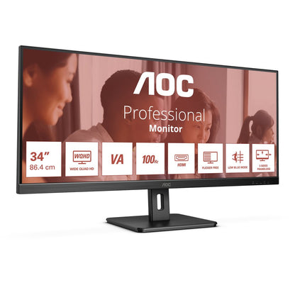 AOC U34E2M 34" | UWQHD 3440x1440 | VA | 100Hz | 4ms | Ultrawide Monitor | Zwart - Matmuis