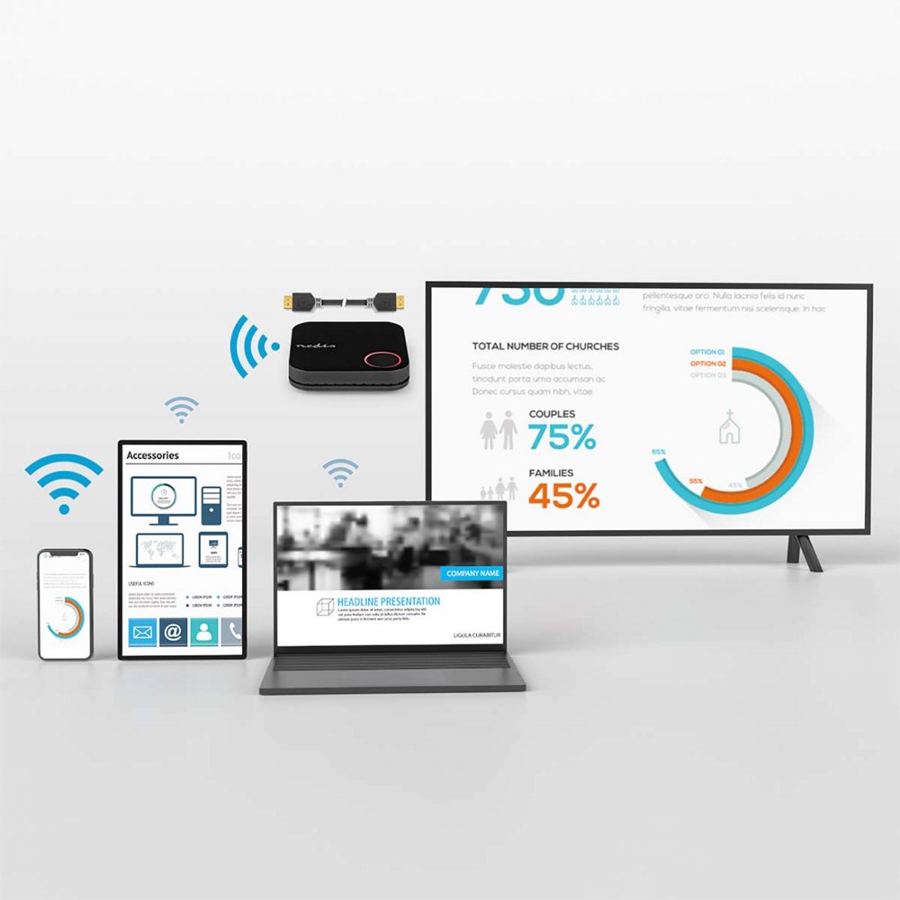 Nedis VWFI3450BK | Draadloze HDMI-ontvanger | 4K Ondersteuning | Wi-Fi | Zwart - Matmuis