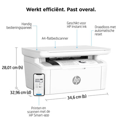 HP LaserJet Pro MFP M140w | All-in-One Laserprinter | A4 | 600 x 600 DPI | Wi-Fi | Zwart/Wit - Matmuis - Matmuis