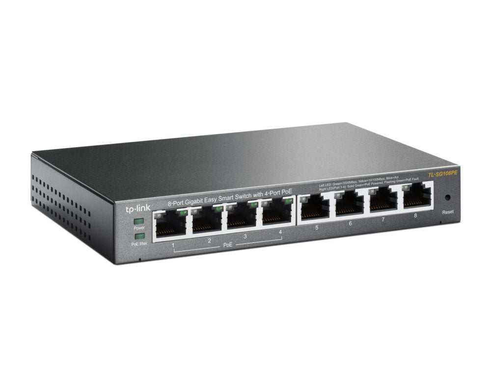 TP-Link TL-SG108PE | 8-Poorts Gigabit Easy Smart Switch | 4x PoE+ | Managed