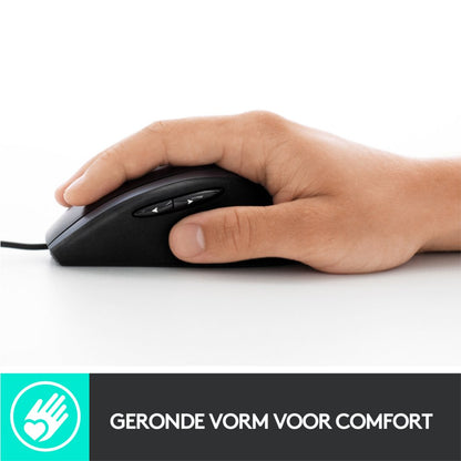 Logitech M500s Advanced | Bekabelde Muis | Rechtshandig | USB-A | 4000 DPI | Zwart/Zilver - Matmuis - Matmuis