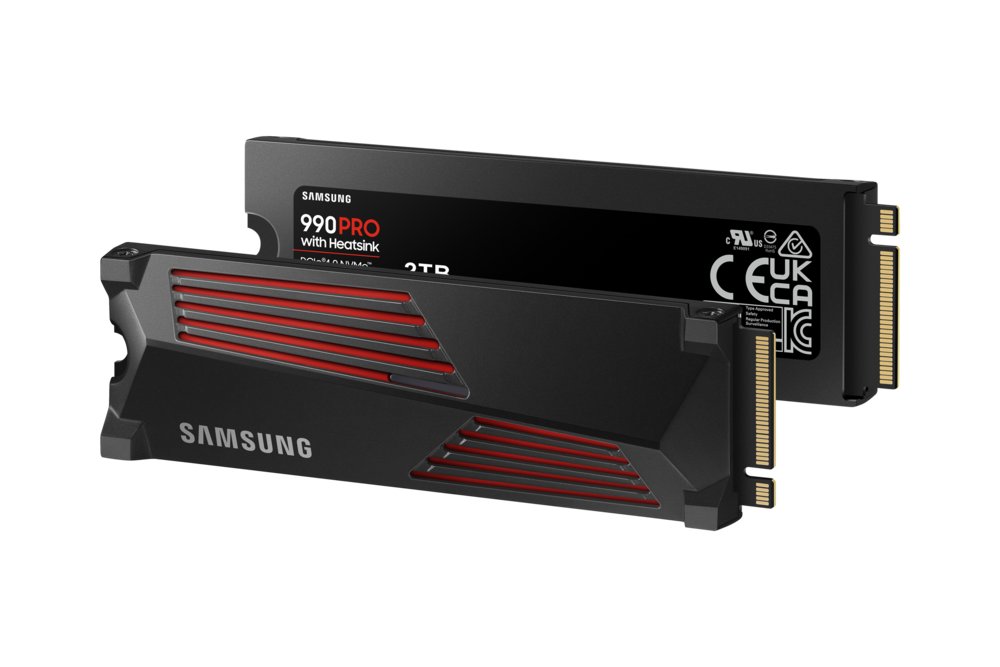 Samsung 990 PRO | 2TB NVMe SSD | M.2 | Gen4 | 7.450MB/s Lezen | 6.900MB/s Schrijven | Heatsink