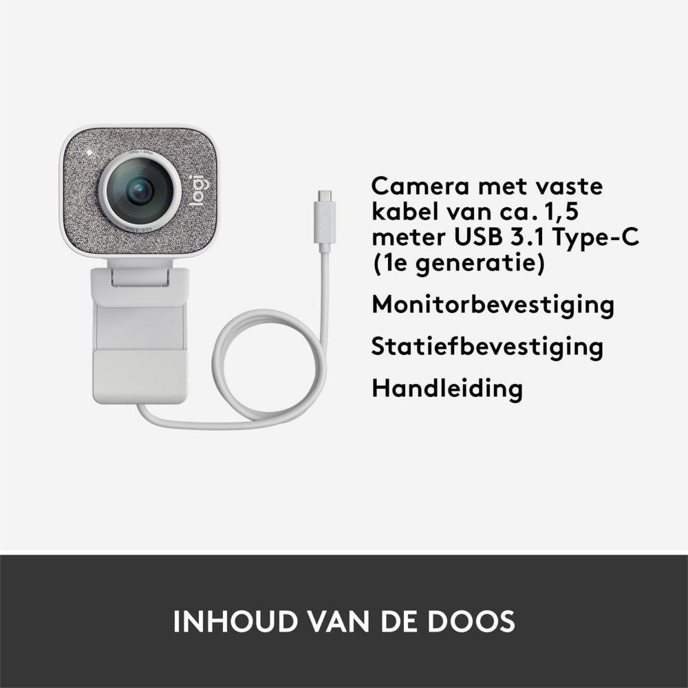 Logitech StreamCam | 1080p 60FPS USB-C Webcam met Microfoon | Wit - Matmuis