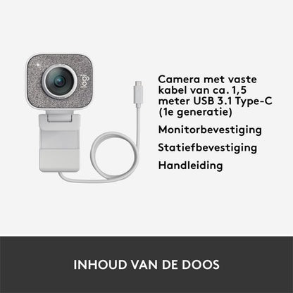 Logitech StreamCam | 1080p 60FPS USB-C Webcam met Microfoon | Wit - Matmuis