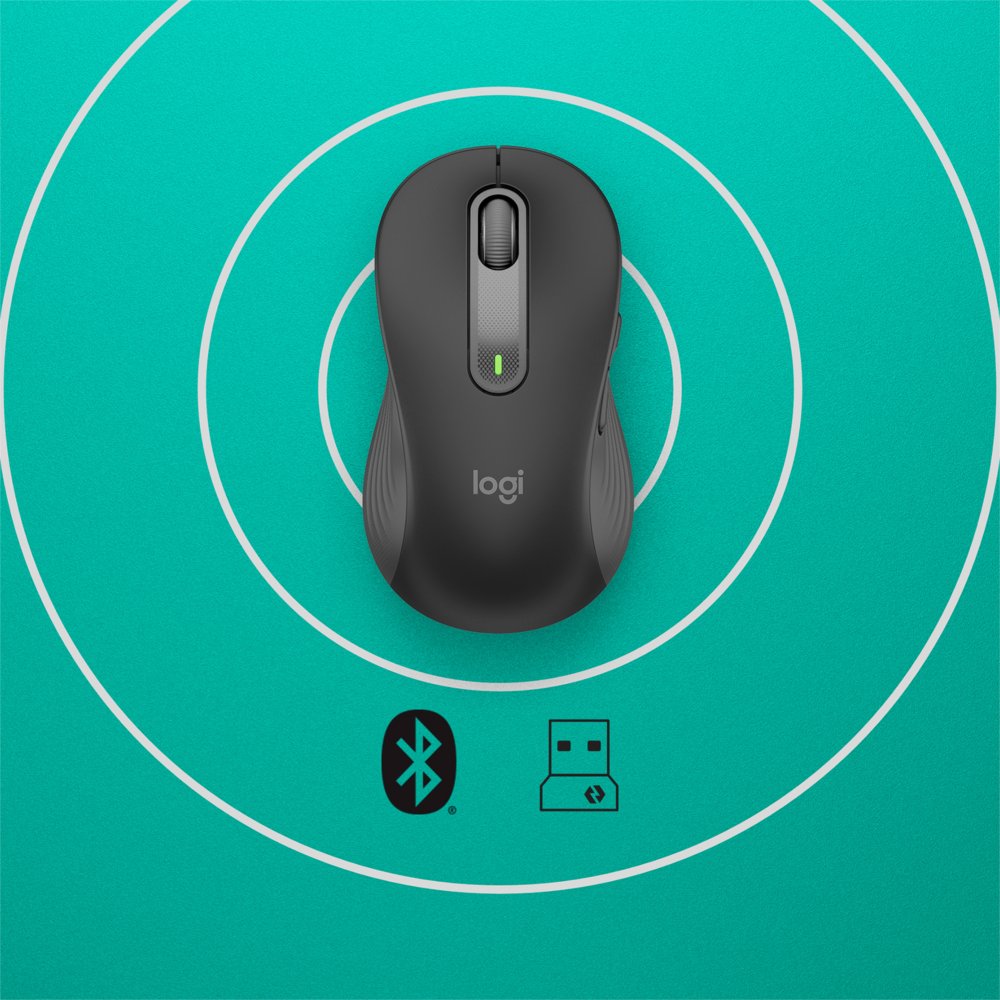Logitech Signature M650 | Draadloze Muis | Linkshandig | RF + Bluetooth | 2000 DPI | Grafiet - Matmuis - Matmuis